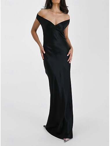  Meerjungfrauenschnitt Partykleider Elegant Kleid Hochzeit Hochzeitsgast Bodenlang Ärmellos Schulterfrei Polyester Rückenfrei mit Gerafft 2025