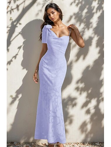  Ausgebranntes, florales Spitzen-Abendkleid im blauen Meerjungfrauen-/Trompeten-Stil, halbformelles Hochzeitsgastkleid, bodenlang, ärmellos, herzförmiger Ausschnitt mit Schleife(n), 2025