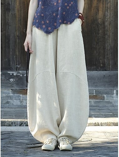  Retro vintage Middeleeuws Renaissance Broeken Effen Kleur Kostuum Dames Vakantie Casual / Dagelijks Volwassenen Broeken Lente zomer