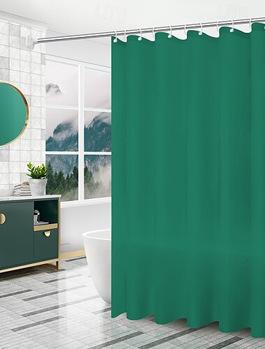  PEVA Duschvorhang 200cm hoch duschvorhang waschbar duschvorhang grün smaragdgrüner einfarbiger mit 12 Haken wasserdicht maschinenwaschbar für Badezimmer