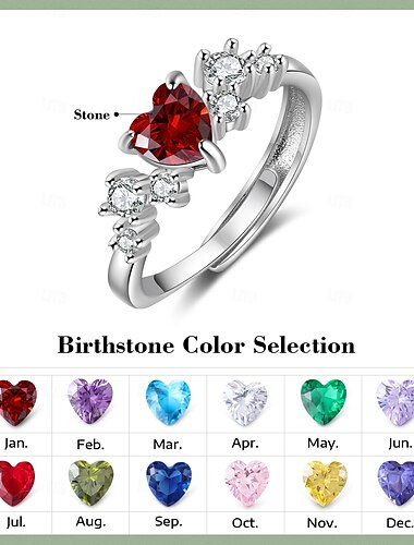  personalisierter Geburtssteinring für Frauen, verstellbarer 12-Monats-Sternzeichen-Schutzring, individuelles Glücksschmuckgeschenk für Mama, Freundin, Ehefrau, zum Muttertag, Geburtstag, Weihnachten,
