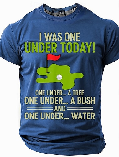  Camiseta Masculina Humor Engraçado de Golfe 'Hoje Eu Fiz Um Abaixo' Camiseta Gráfica Jogo de Palavras de Manga Curta