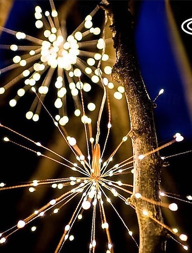  lumières solaires extérieures led starburst lights bouquet de feux d'artifice led lumières de jardin solaires extérieures 40 branches 200led balai suspendu lanterne en fil de cuivre festival de fête