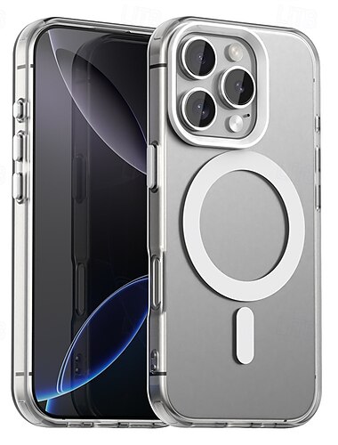  Magnetisk Adsorption Telefon Fodral för AirTag iPhone 16/15/14/13/12 Pro Max Plus PC Metall Stöttålig Baksida med Trådlös Laddning  Kameraskydd
