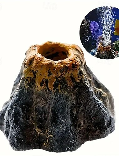  1 火山水槽装飾 輝く石の美的装飾と酸素を高める美的装飾 小型水槽用 すべての水生ペットに適しています