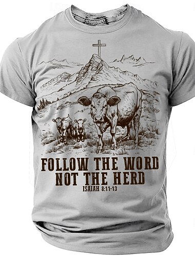  Herre Kristen T skjorte Kortermet T skjorte 3D-utskrift Crew-hals Skjorte Mote Daglig Fritid Gate Avslappet Daglig Lyseblå Grønn Kakifarget Sommer Vår Alle årstider Klær S M L XL XXL XXXL