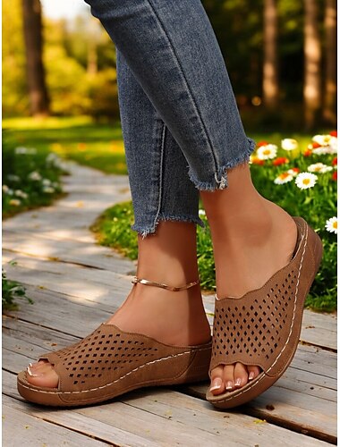  Damen-Slipper mit Cut-Outs – atmungsaktive Slide-Sandalen für lässige Sommerausflüge und Reisen
