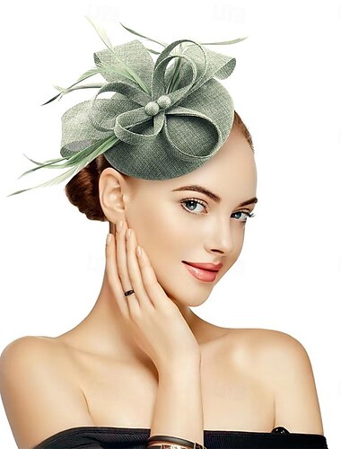  Tocados para mujer, sombrero de fiesta de té, diadema hecha a mano, sombrero Derby, para bodas, iglesias, novias, cócteles, plumas, pinza para el cabello (verde frijol).