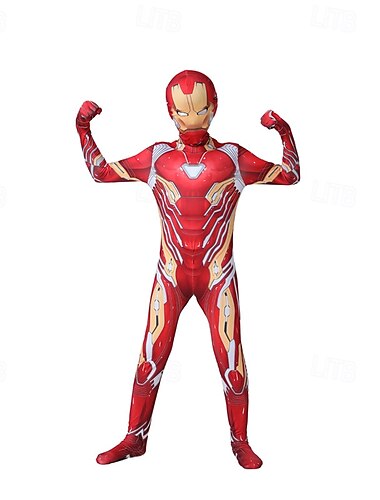  Iron Man Superhjälte Jumpsuit Bodysuits Onesie kostym Fest Cosplay Film-cosplay for Herr Pojkar Barn Vuxna Halloween Karnival Prestanda