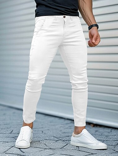  Herren Hose Chinos Sommerhose Freizeithose Fronttasche Einfach Komfort Atmungsaktiv Lässig Täglich Ferien Urlaub Mode Kürbis Schwarz