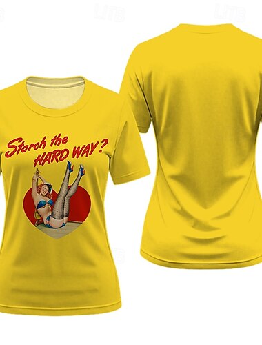  T-Shirt Retro Poster Retro-Mädchen Grafik Für Damen Erwachsene Maskerade 3D-Druck Urlaub Party