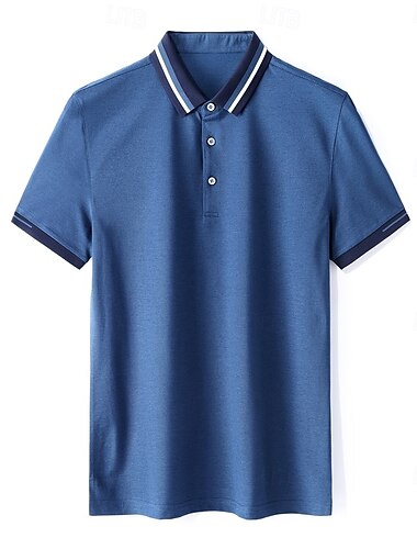  Herren Seide Baumwollmischung Business Casual Revers Kurzarm Hochwertiges Büro Uni Knöpfe Sommer Frühling Herbst Hellblau Schwarz Rosa Königsblau Seegrün