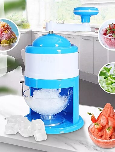  Mini machine à smoothie, machine à granité, broyeur à glace manuel avec lames en acier inoxydable et récipient à glace de grande capacité pour la portabilité à la maison et à l'extérieur.