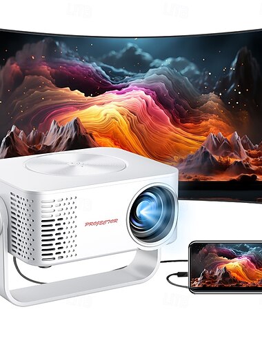  tragbarer Projektor natives 1080p 4k Autofokus und Trapezkorrektur 360° verstellbarer Ständer abnehmbar tragbar