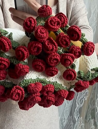  набор для самостоятельного вязания одеяла с розами &готовый подарок на день матери день святого валентина
