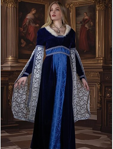  Mittelalterlich Renaissance Kleid Wikinger Keltischer Ritter Damen Vikinger königlich Halloween Karneval Maskerade Leistung LARP Renaissance-Messe Erwachsene Kleid