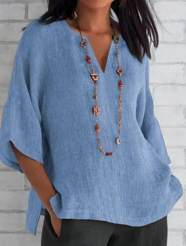  Dames Overhemd Effen Kleur Effen Dagelijks Stijlvol Casual Lange mouw Strakke ronde hals Normale tops Dagelijks Feestdagen Uitgaan Zwart Wit blauw Khaki Grijs Zomer Lente