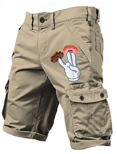  Herren Grafik Lustig Donuts Cargo-Shorts Arbeitsshorts Mittlere Taille Klassisch Taktisch Outdoor Campen und Wandern Mehrere Taschen Designer Bekleidung