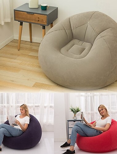  Aufblasbarer 1-Personen-Sofa-Loungesessel für den Außenbereich – selbstaufblasender tragbarer Campingstuhl mit Tragetasche, langlebiges halbrechteckiges Design für Garten, Picknick, Strand