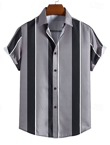  Hombre Camisa Camisa de verano Camisa casual Camisa de playa Abotonar la camisa Blanco Azul Verde Trébol Gris Manga Corta Tiras verticales Diseño Vacaciones Hawaiano Ropa Poliéster Moda Casual Cómodo