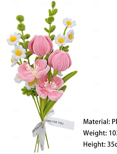  Gehäkelter Blumenstrauß als Geschenk für Mama, Frau, Freundin, handgemachte ewige Rose aus Garn zum Valentinstag, Weihnachten, Geburtstag, Jahrestag, Überraschungsgeschenk