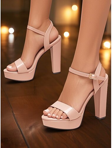  γυναικεία πέδιλα slingback με τακούνι γυμνή πλατφόρμα – λουστρίνι ανοιχτά παπούτσια πάρτι για χορό, clubwear και ειδικές περιστάσεις