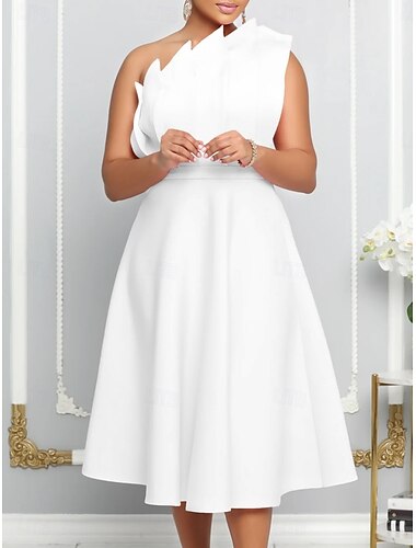  Robe mini pour femmes robe coupe A robe décolletée élégante party cocktail extérieur invitée de mariage ajustement régulier graphique sans manches épaule unique blanche rose rouge verte été