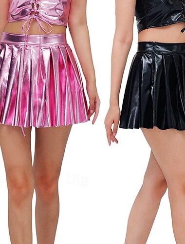  Rétro Vintage Années 1980 Mini Jupe Disco Latex brillant verni Métallique Femmes Halloween Carnaval Défilé de la Fierté Mois des Fiertés Adulte Jupe Été