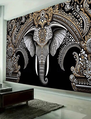  Mandala Elefant Hängetapete Wandkunst große Tapete Wandmalerei Dekor Fotohintergrund Decke Vorhang Zuhause Schlafzimmer Wohnzimmer Dekoration