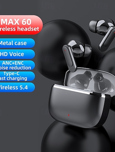  Max 60 Gaming In-Ear Headset Bluetooth 5.3 Ergonomisch Ontwerp Stereo Surround Sound voor Fitness  Mobiele Telefoons