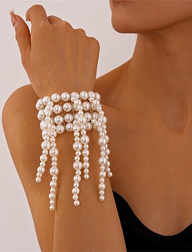  Vintage-Stil Klassisch Mini Vintage Mode Trendy Perle Armband Schmuck Weiß Für Hochzeit Party Verlobung Abschlussball
