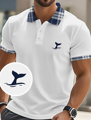  Herren Grafik Polo Kurzarm Polo-Shirts Hemden mit Kragen Lässig Schule Outdoor Athleisure Alltagskleidung 3D-Druck Sommer Schwarz Weiß Blau