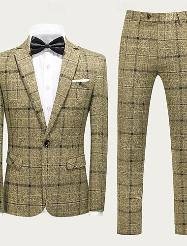  Retro vintage Roaring jaren '20 Jaren 1920 Driedelig pak Kostuumbroeken The Great Gatsby Heer Gangster Bruidsjonkers Kostuum Voor heren Maskerade Bruiloft Bruiloft gast Feest / Uitgaan Volwassenen