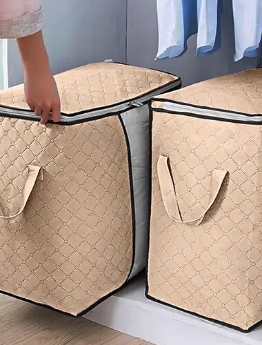  2er-Pack Unterbett-Aufbewahrungstaschen, strapazierfähig, mit Reißverschluss, wasserdicht, für den Umzug &Reise-Aufbewahrungs-Organizer, faltbare, verstärkte Griffe für Kleidung, Bettwäsche, Decken,