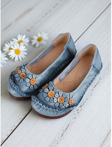  Damen-Ballerinas aus hochwertigem Leder mit Blumen- und Rüschendesign – bequemer Retro-Stil für Frühlingsspaziergänge im Garten, Wochenendbrunch und tägliche Besorgungen