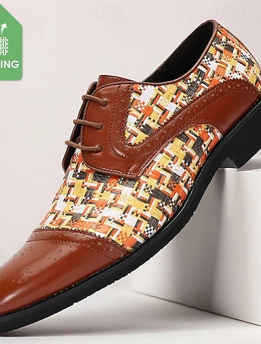  Chaussures en similicuir tressé en nylon marron pour homme – élégantes et durables avec des accents textiles, parfaites pour les tenues décontractées, le bureau et les événements semi-formels