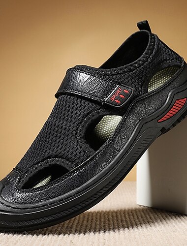  Herrensandalen - Kunstleder - Mesh-Mix, trendig und bequem für den Alltag und Sommerspaziergänge