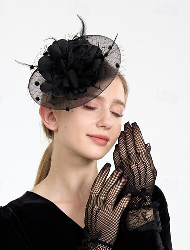  Headpiece Tulle Feathers Wedding Evening Party Elegant Wedding With Feather Flower Headpiece Headwear