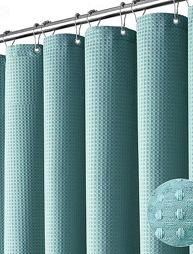  200 cm hoch duschvorhang waschbar mit Waffelstruktur strapazierfähiger dicker Stoff wasserabweisende Einlage mit Edelstahlhaken Hotel-Luxusqualität Salbeigrün