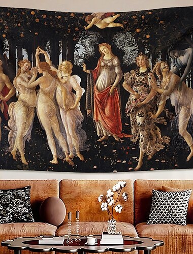  Berühmtes Gemälde Hängender Wandteppich Wandkunst Großer Wandteppich Mural Fotografie Hintergrund Zuhause Schlafzimmer Wohnzimmer Dekoration Primavera Botticelli