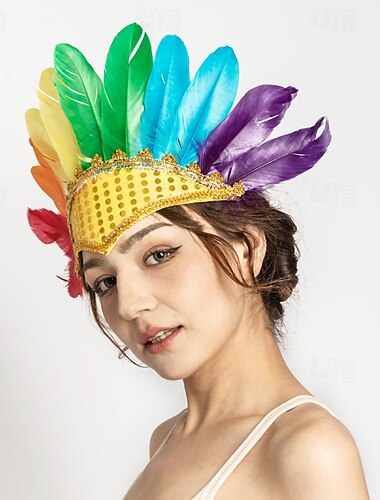  Drag Queen Arco iris Orgullo Arco iris Corona Tocado de plumas Adulto Unisexo Desfile del orgullo Mes del Orgullo Víspera de Todos los Santos Carnaval Disfraz de carnaval fácil