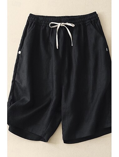  Dam Shorts i bomullslinne Shorts Byxor Streetwear Ledigt Kort Naturlig Slät Ficka Elastisk dragsko-design Bekväm Utomhus Gata Ledigt / vardag Aprikos Svart Brun Sommar Normal