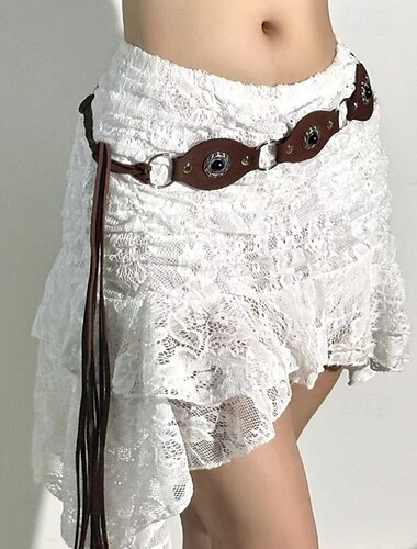  Cadena para la Cintura Vintage Boho Mujer Joyería Corporal Para Festivos Retro Cuero de PU Legierung Negro Marrón 1 PC