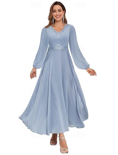  Hochzeitskleider A-Linie V Ausschnitt Langarm Bodenlang Chiffon Brautkleider Mit Einfarbig 2025