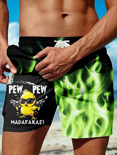  Herr Låga Rolig Anka Fodrade shorts 2 i 1 simshorts Badshorts Medium Midja Hawaiisk Semester Helgdag Standkläder Sidfickor Med kompressionsfoder Elastisk dragsko i midjan Designer Kläder