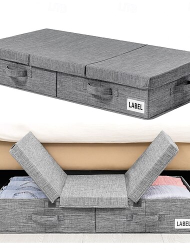  Caja de almacenamiento plegable debajo de la cama con tapa, contenedor organizador de tela no tejida de gran capacidad para ropa, mantas, juguetes, contenedor de tela a prueba de polvo para armario o