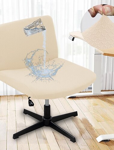  Funda para silla sin brazos, 100 % impermeable, para escritorio de oficina, de punto jacquard, moderna, para tocador, con asiento ancho y entrecruzado, con respaldo medio y acento.