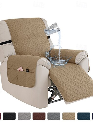  Fundas para sofá reclinable 100 % impermeables, fundas antideslizantes para sillón reclinable con bolsillo, protector de muebles acolchado lavable para sillón reclinable para niños y mascotas