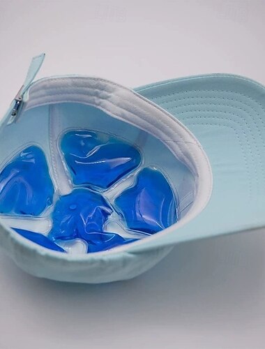  1 stuk blauw pvc-gel-ijspak voor helmen &hoeden - draagbare koelgelzak met verstelbare band, herbruikbare koelzak voor buitensporten, wandelen, reizen - geschikt voor alle leeftijden