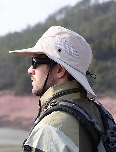  Sombrero de pescador de ala ancha transpirable para pesca y senderismo al aire libre para hombre, sombrero de protección solar de primavera y verano